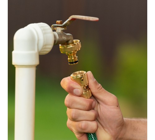 Соединитель латунный, быстросъемный для шланга 1/2, аквастоп Palisad