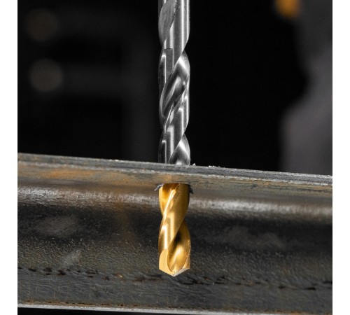 Набор сверл по металлу, 1-10 мм, Р6М5К8-TiN, Golden Tip, 19 шт Denzel