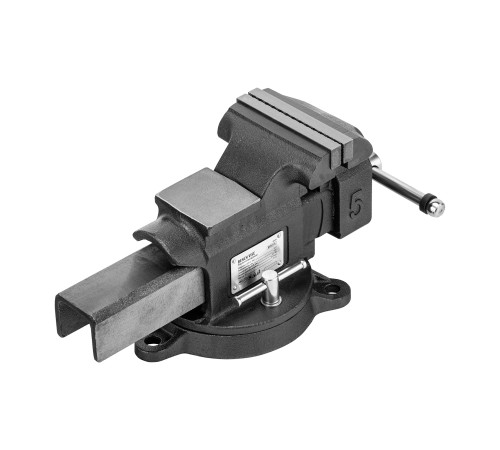 Тиски слесарные BVH-125, 125 мм, поворотные, стальная направляющая, с наковальней //Denzel