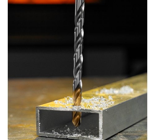 Сверло спиральное по металлу 8 х 165 мм, Р6М5, Golden Tip, удлиненное Denzel
