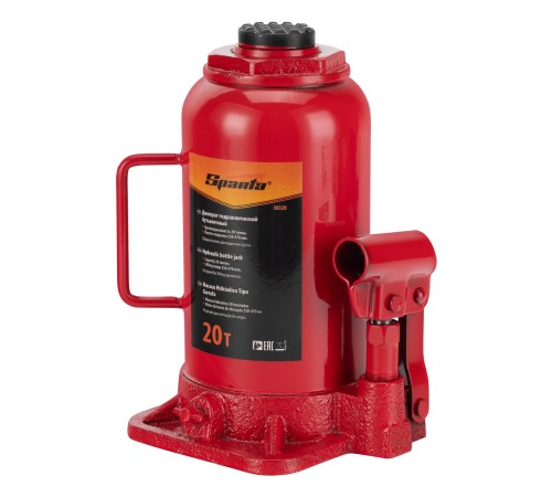 Домкрат гидравлический бутылочный, 20 т, h подъема 250-470 мм Sparta Домкрат гидравлический бутылочный, 20 т, h подъема 250-470 мм Sparta