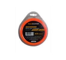 Леска для триммера, d=3.0мм, l=15 м, квадрат, блистер, Hanskonner