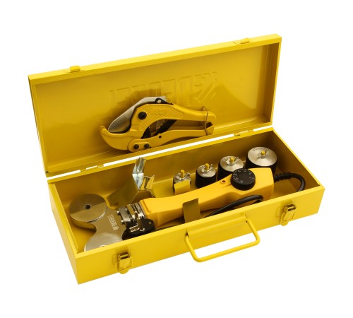 Аппарат для сварки пластиковых труб DWP-750, 750 Вт, 0-300 град, 4 насадки, 20-40 мм Denzel