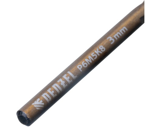 Набор сверл по металлу, 1-10 мм, Р6М5К8-TiN, Golden Tip, 19 шт Denzel