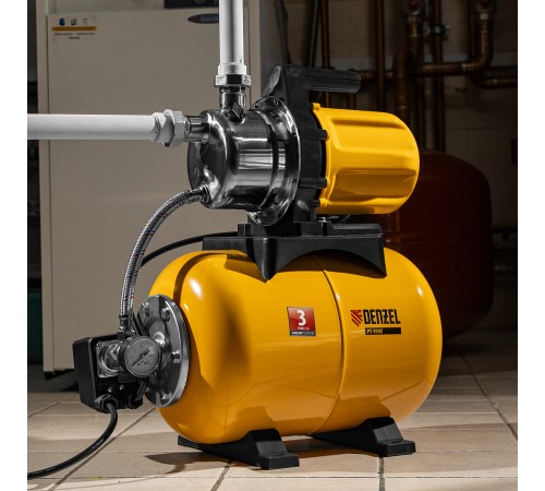 Насосная станция PS800X, 800 Вт, 3200 л/ч, ресивер 24 л, подъем 38 м, нержавейка Denzel Насосная станция PS800X, 800 Вт, 3200 л/ч, ресивер 24 л, подъем 38 м, нержавейка Denzel