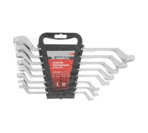 Набор ключей накидных, 6-22 мм, CR-V, 8 шт, полированный хром Matrix