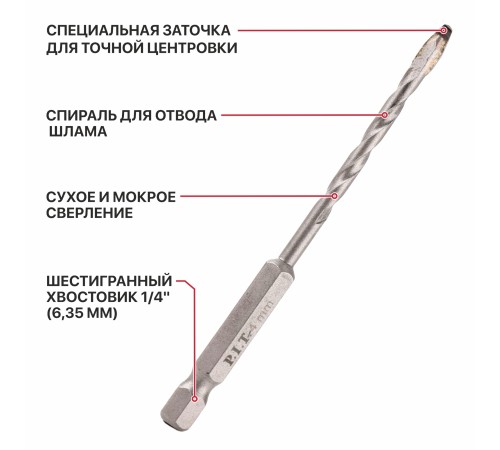 Сверло для твердой керамики P.I.T. AMAS13-004SA