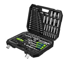 Набор инструментов, 1/2", 3/8", 1/4", пластиковый кейс 215 предм. Сибртех