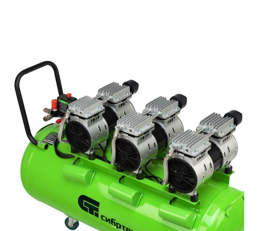 Компрессор безмаслянный малошумный МБ 2250/100, 2250 Вт, 100л, 400 л/мин// Сибртех