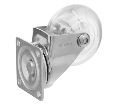 Колесо ПУ прозрачное поворотное d-50 мм, крепление платформенное Сибртех