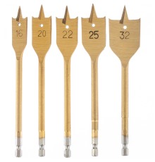 Набор сверл перовых по дереву, 16-20-22-25-32 мм, 5 шт, пластиковый кейс, Matrix