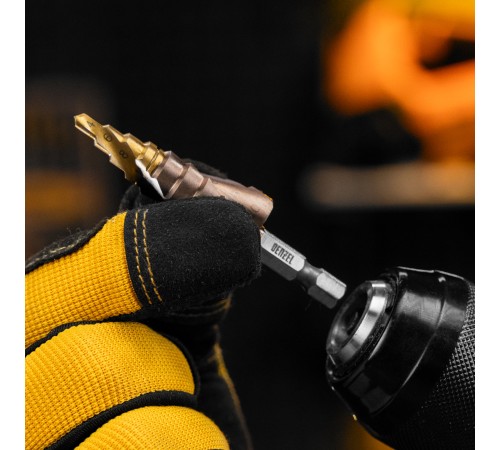 Сверло ступенчатое 4-6-8-10-12-14-16-18-20 мм, Р6М5К5, 6-гр. хвостовик Denzel