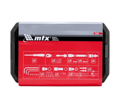 Набор инструментов 56 предметов, CrV, 1/4" MTX