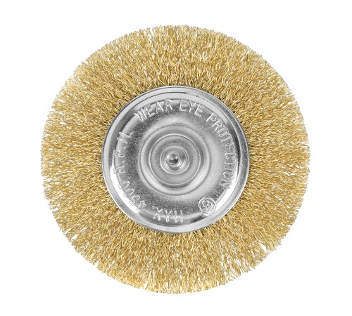 Щетка для дрели 100 мм, плоская со шпилькой, латунированная витая проволока Matrix
