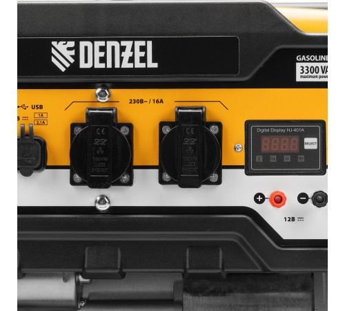 Генератор бензиновый PS-33E, 3.3 кВт, 230В, 15 л, электростартер Denzel Генератор бензиновый PS-33E, 3.3 кВт, 230В, 15 л, электростартер Denzel