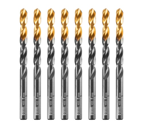 Сверло по металлу, 8 мм, HSS-Tin, Golden Tip, 8 шт. Denzel