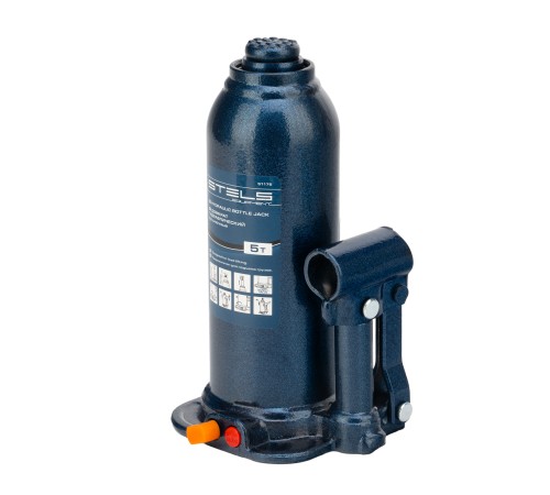 Домкрат гидравлический бутылочный, 5 т, h подъема 207-404 мм, в пластиковом кейсе Stels