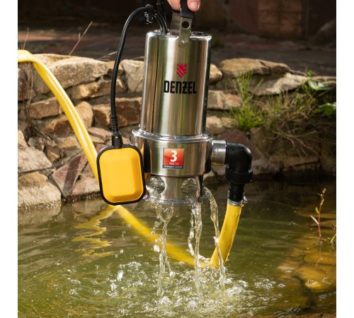 Дренажный насос DP1100X, 1100 Вт, подъем 11 м, 15500 л/ч Denzel