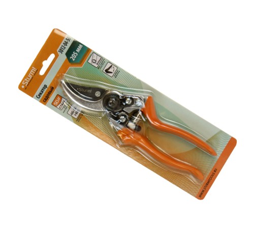 Секатор ручной 205 мм, алюминевые ручки, верхнее лезвие с тефлоновым покрытием Sturm!