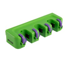 Пластиковый настенный держатель для садово - огородного инструмента, 3 ячейки, 4 крюка, Palisad