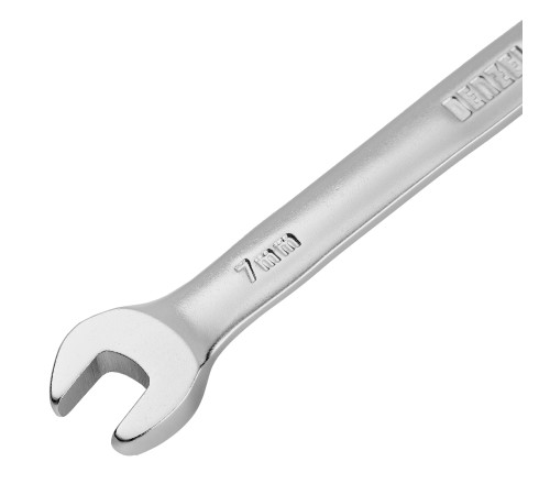 Ключ комбинированный трещоточный, 7 мм, CrV, матовый хром Denzel