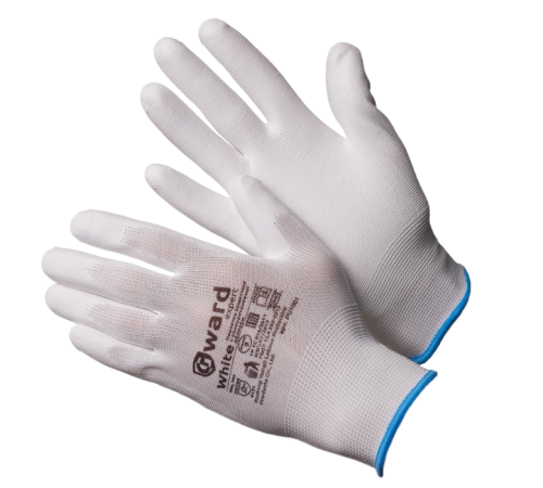 Перчатки Gward нейлоновые с полиуретановым покрытием, белый, PU1001