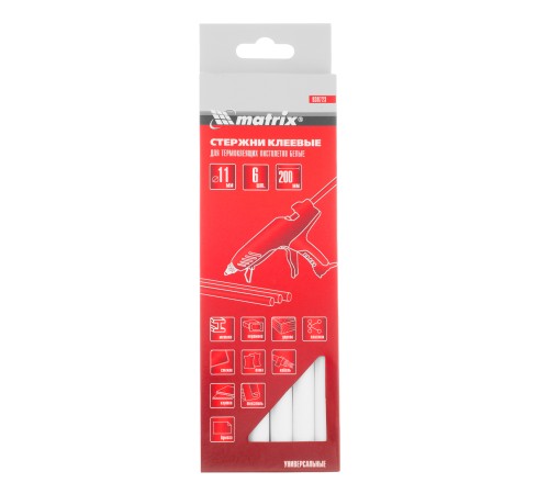 Стержни клеевые, белый, 11 х 200 мм, в упаковке 6 шт Matrix