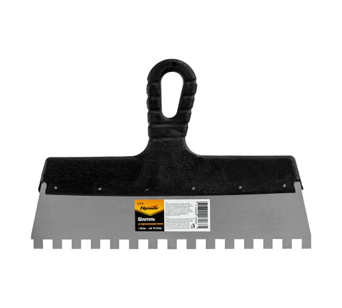 Шпатель из нержавеющей стали, 300 мм, зуб 10 х 10 мм, пластмассовая ручка Sparta