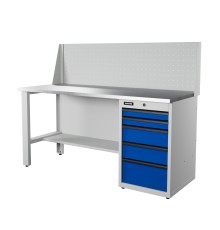 RUNTEC RTI17Z-TI5-NI-P17-5005(7035) Верстак серии Industrial, 1700 мм, оцинк, тумба с 5-ю ящиками, экран 500, синий (светло-серый) RAL 5005 (7035)