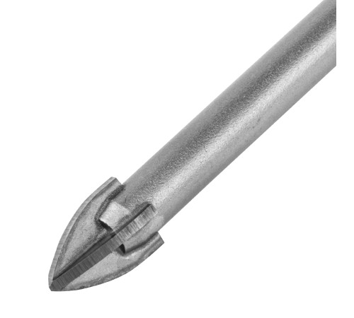 Сверло по керамической плитке 10 мм, крестовая пластина, шестигранный хвостовик// Denzel