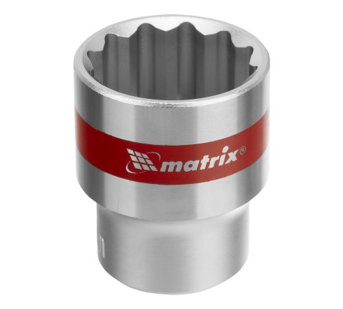 Головка торцевая, 24 мм, двенадцатигранная, CrV, под квадрат 1/2, хромированная Matrix