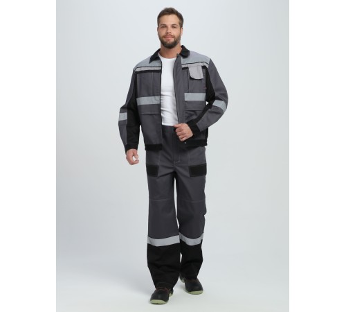 Костюм Виват-1 Премиум CH МВО (тк.Смесовая,240) брюки, т.серый/черный/св.серый