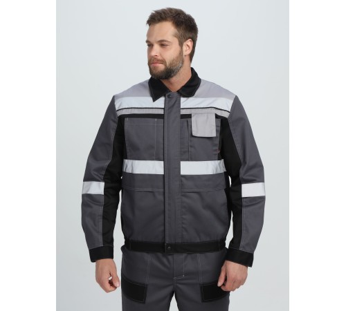 Костюм Виват-1 Премиум CH МВО (тк.Смесовая,240) брюки, т.серый/черный/св.серый