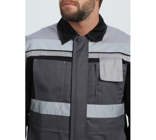 Костюм Виват-1 Премиум CH МВО (тк.Смесовая,240) брюки, т.серый/черный/св.серый