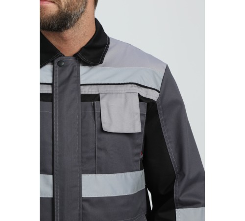 Костюм Виват-1 Премиум CH МВО (тк.Смесовая,240) брюки, т.серый/черный/св.серый