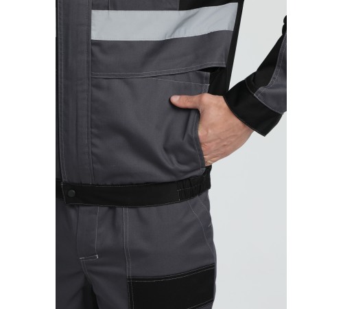 Костюм Виват-1 Премиум CH МВО (тк.Смесовая,240) брюки, т.серый/черный/св.серый