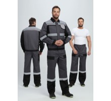 Костюм Виват-1 Премиум CH МВО (тк.Смесовая,240) брюки, т.серый/черный/св.серый