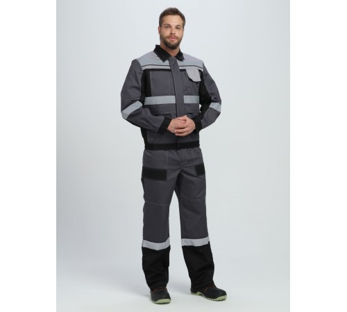 Костюм Виват-1 Премиум CH МВО (тк.Смесовая,240) брюки, т.серый/черный/св.серый