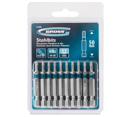 Набор бит Torx 10 х 50, сталь S2, 10 шт. Gross Набор бит Torx 10 х 50, сталь S2, 10 шт. Gross