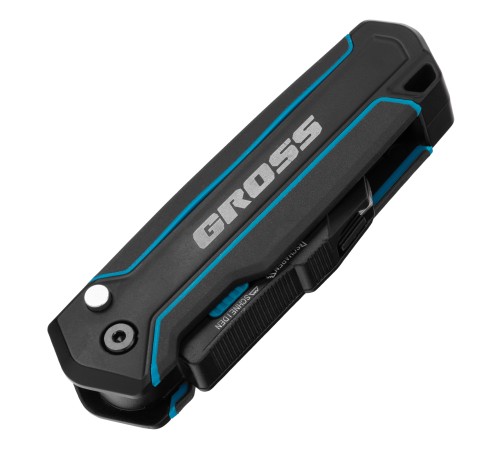 Нож-скребок складной, 19мм, сменное лезвие, SK2, 5 запас. лезвий, алюмин. корпус, клипса GROSS