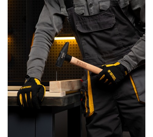 Молоток слесарный, 500 г, кованый квадратный боек, буковая рукоятка Denzel