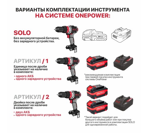 Дрель ударная аккумуляторная бесщёточная P.I.T. PSB20H-13C (1 АКБ, ЗУ)
