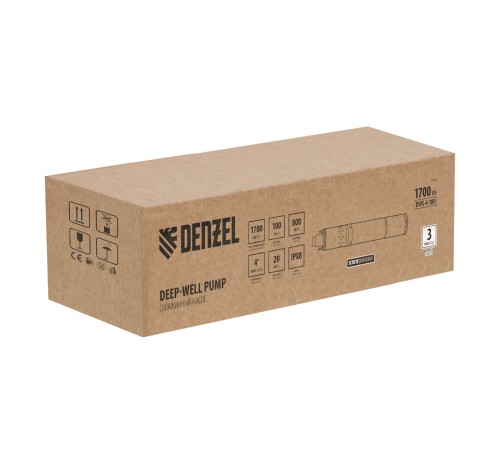 Скважинный насос DWS-4-100, винтовой, диаметр 4", 800 Вт, 1700 л/ч, напор 100 м Denzel Скважинный насос DWS-4-100, винтовой, диаметр 4", 800 Вт, 1700 л/ч, напор 100 м Denzel