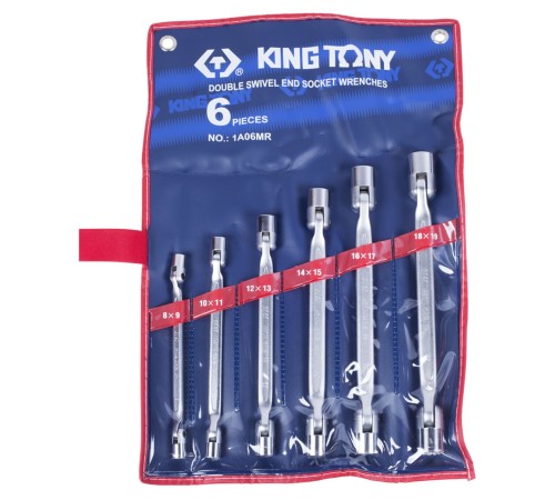 Набор торцевых ключей с шарниром, 8-19 мм, 6 предметов KING TONY 1A06MR Набор торцевых ключей с шарниром, 8-19 мм, 6 предметов KING TONY 1A06MR