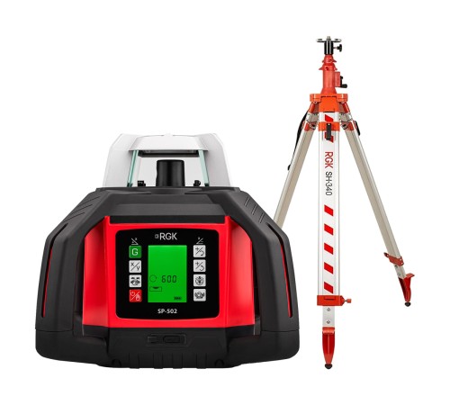 Комплект: ротационный нивелир RGK SP-502 + элевационный штатив RGK SH-340