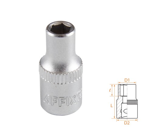 Головка торцевая стандартная шестигранная 1/4", 5 мм AFFIX AF00020005 Головка торцевая стандартная шестигранная 1/4", 5 мм AFFIX AF00020005
