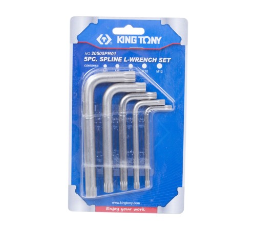 Набор Г-образных Spline, M5-M12, короткие, 5 предметов KING TONY 20505PR01