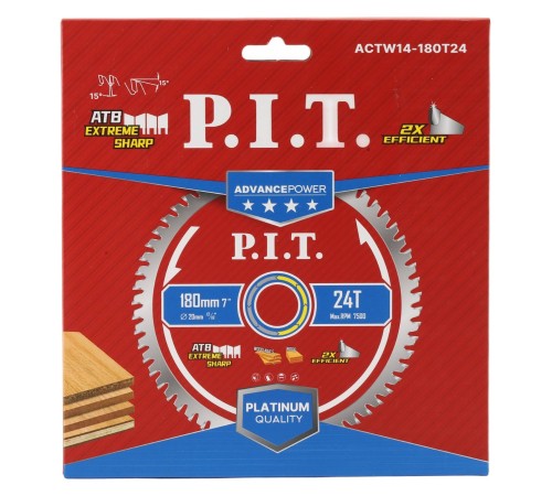Диск пильный по дереву P.I.T. ACTW14-180T24
