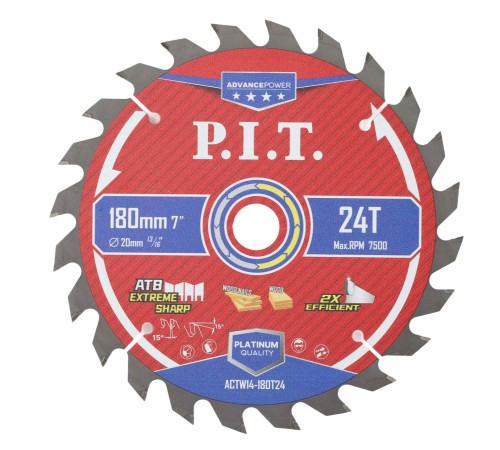 Диск пильный по дереву P.I.T. ACTW14-180T24