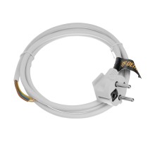 Шнур сетевой Energy Series, ПВС, 1,5 м, 3 x 1 мм, с неразборной вилкой, белый, Denzel